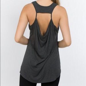 Yelete Gray Racerback Athletic Yoga Workout Tank